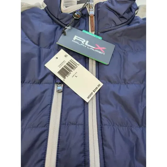 Sz Large RLX Ralph Lauren Mens Hybrid MockNeck Golf Jacket Navy/Gray NWT - Picture 5 of 6